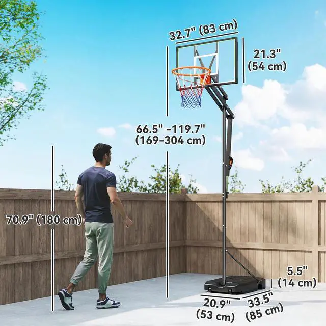 Alt view image 2 of 7 - Basketball Hoop, 4.1-8.5ft Adjustable Basketball Goal with 18" Rim