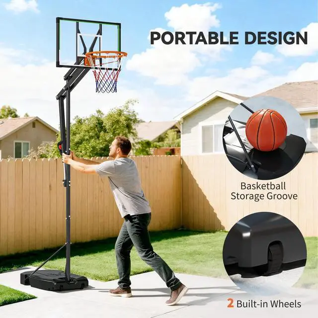 Alt view image 7 of 7 - Basketball Hoop, 4.1-8.5ft Adjustable Basketball Goal with 18" Rim