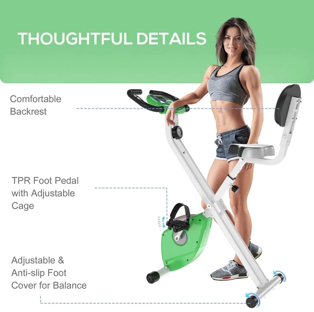 Alt view image 3 of 7 - Foldable Upright Training X-Bike with Magnetic Resistance Green