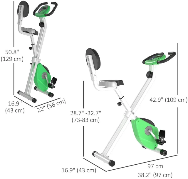 Alt view image 6 of 7 - Foldable Upright Training X-Bike with Magnetic Resistance Green