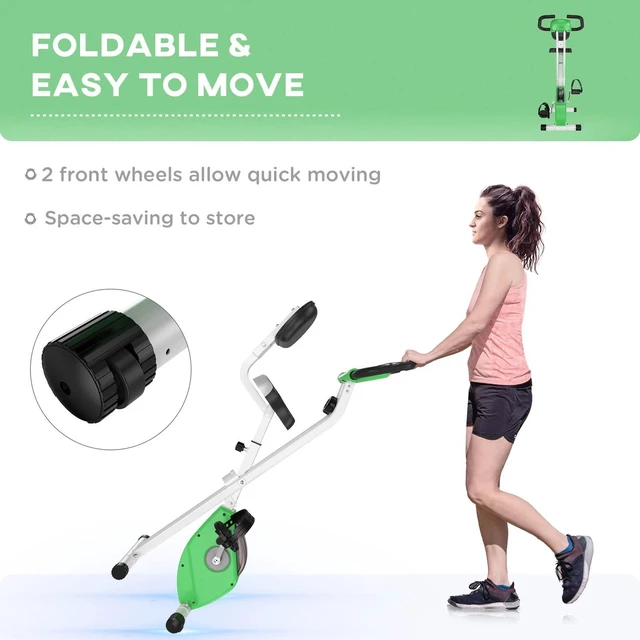 Alt view image 5 of 7 - Foldable Upright Training X-Bike with Magnetic Resistance Green