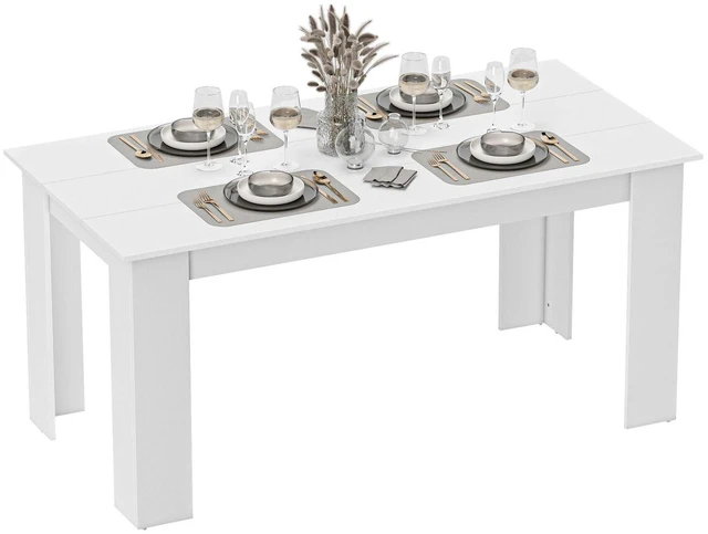 Main image of Modern Dining Table for 4-6 People with Wood Effect for Dining Room, White