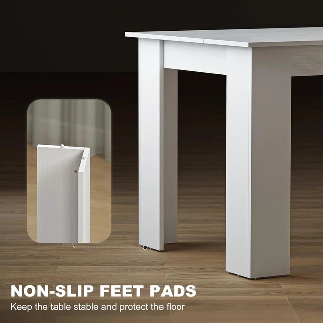Alt view image 7 of 7 - Modern Dining Table for 4-6 People with Wood Effect for Dining Room, White