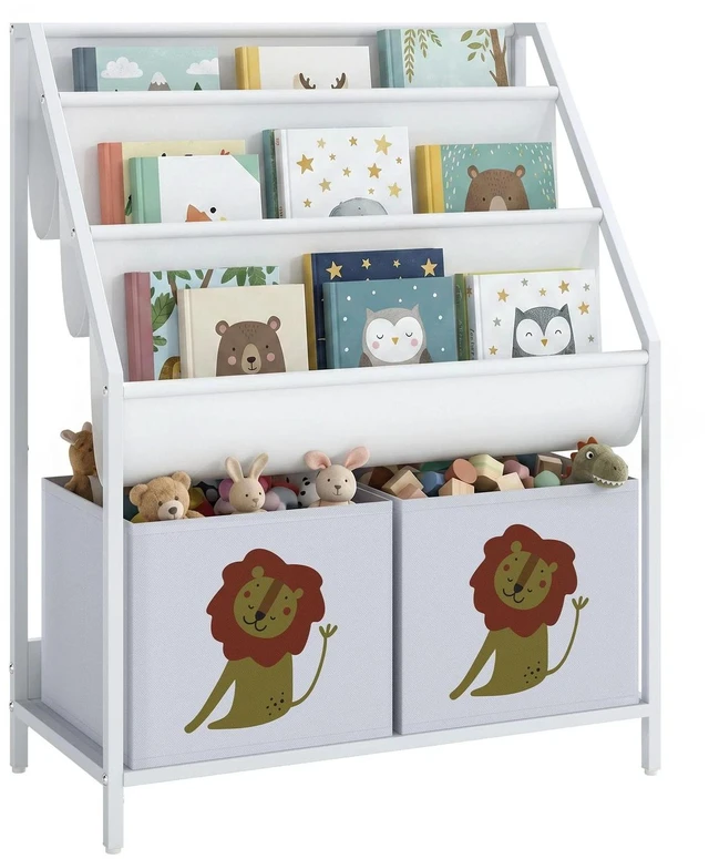 Main image of Kids Bookshelf, 3-Tier Sling Bookshelf with Non-Woven Drawers