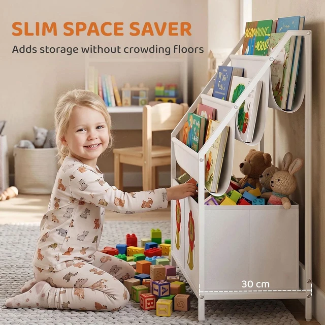 Alt view image 4 of 7 - Kids Bookshelf, 3-Tier Sling Bookshelf with Non-Woven Drawers