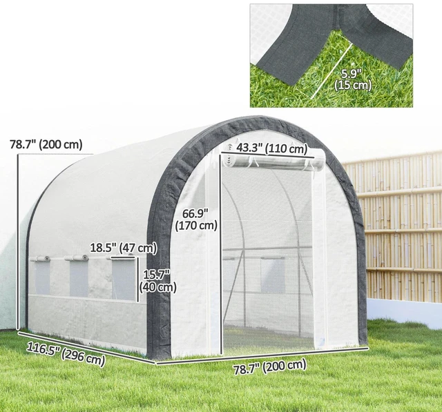 Alt view image 2 of 7 - 10'x6.6' Tunnel Greenhouse with Upgraded Structure, Mesh Door