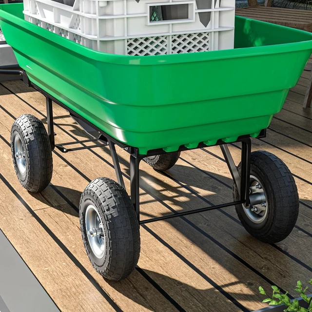Alt view image 4 of 5 - Set of 2 10" Pneumatic Wheels for Barn Carts, Hose Carts, Garden Carts Black