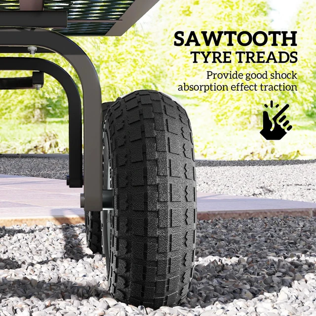 Alt view image 3 of 5 - Set of 2 10" Pneumatic Wheels for Barn Carts, Hose Carts, Garden Carts Black