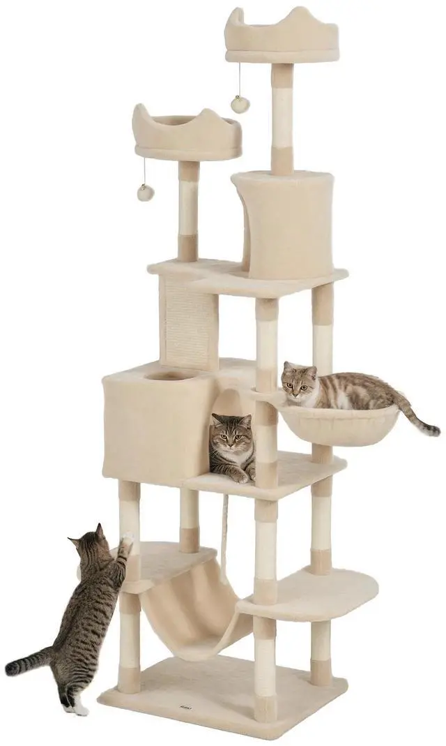 Main image of 81" Large Cat Tree w/ Scratching Posts, Beige
