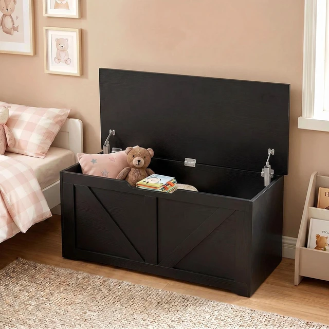 Alt view image 6 of 7 - Storage Chest for Living Room, Storage Bench, 39.4"W, Black