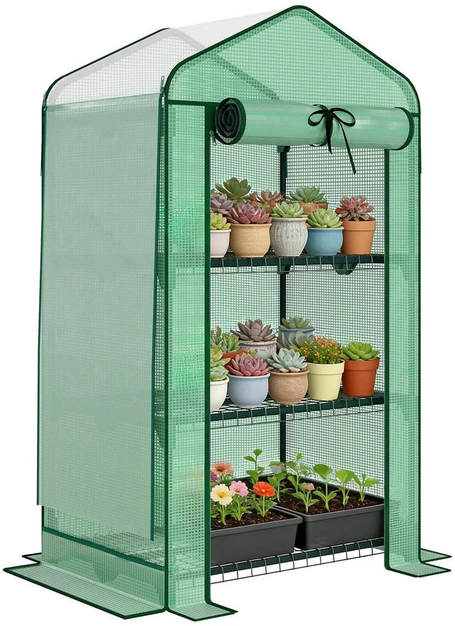 Main image of Mini Greenhouse with Screen Roof, Portable Small Greenhouse, Green