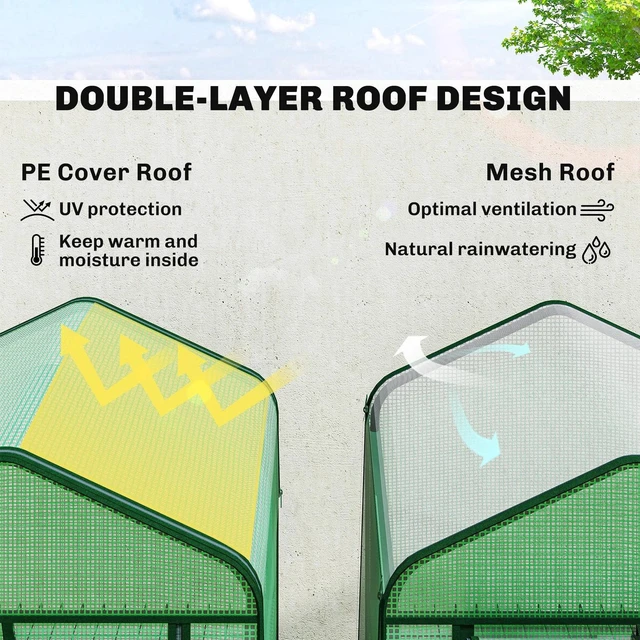 Alt view image 7 of 7 - Mini Greenhouse with Screen Roof, Portable Small Greenhouse, Green