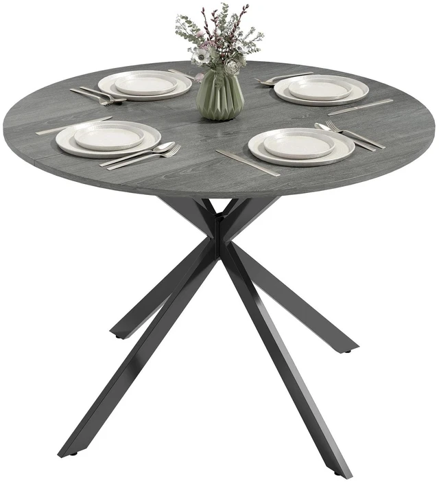 Main image of 40" Round Dining Table for 4 Kitchen Table with Steel Legs, Distressed Grey