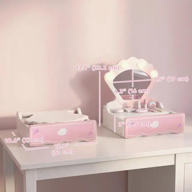 Alt view image 5 of 7 - Kids Vanity Makeup Set with Lights, Mirror, 8 Pcs Accessories