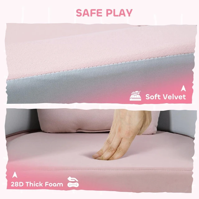 Alt view image 6 of 7 - 3-in-1 Convertible Soft Play Set with Crown Cushion for Toddlers, Pink