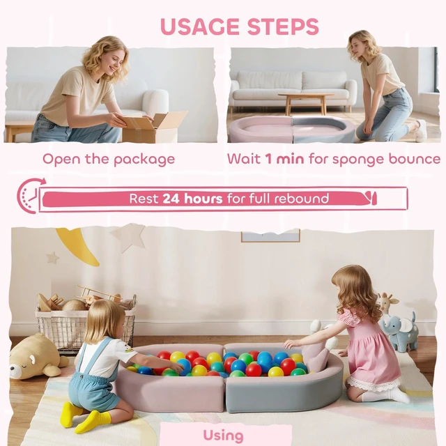 Alt view image 3 of 7 - 3-in-1 Convertible Soft Play Set with Crown Cushion for Toddlers, Pink