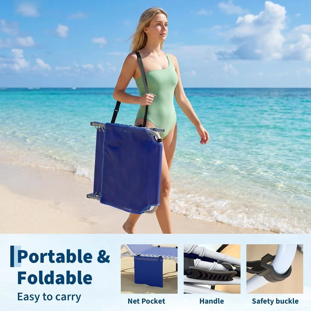 Alt view image 7 of 7 - Tanning Chair 3in1 Face Hole Folding Table 5Recline Patio Garden Pool