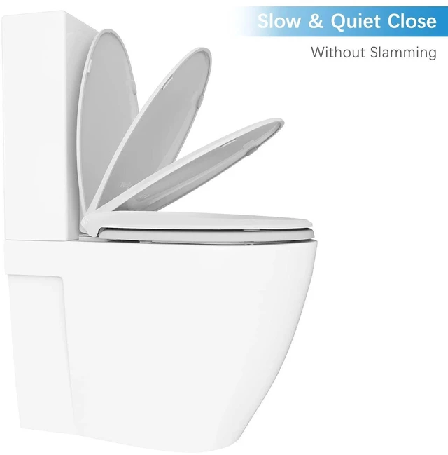 Alt view image 5 of 6 - Without Toddler Seat 19" Elongated Toilet Seat Soft-Closing Universal Fit Quick
