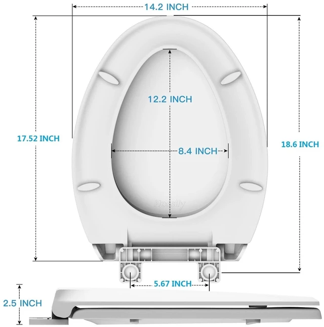 Alt view image 2 of 6 - Without Toddler Seat 19" Elongated Toilet Seat Soft-Closing Universal Fit Quick