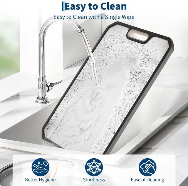 Alt view image 3 of 7 - Double-Sided 304 Stainless Cutting Board Large Juice Groove Handle Dishwasher