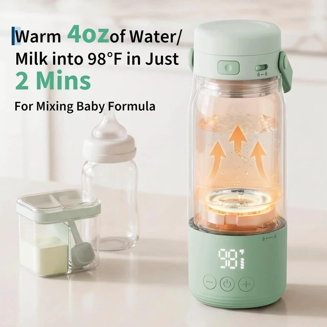 Alt view image 5 of 7 - 17oz Portable Travel Bottle Warmer with LED Adjustable Temp & USB-C Fast Charge