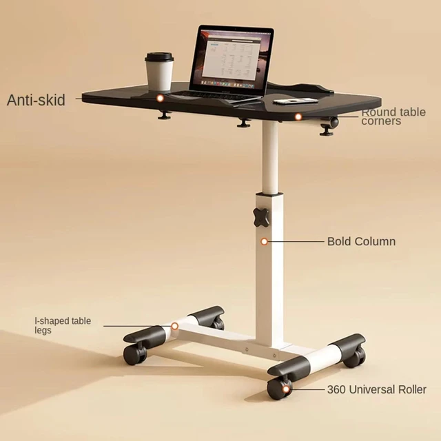Alt view image 3 of 7 - Rolling Mobile Standing Desk Height-Adjustable Computer Table with Wheels Black