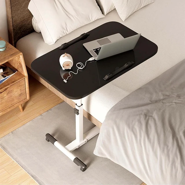 Alt view image 6 of 7 - Rolling Mobile Standing Desk Height-Adjustable Computer Table with Wheels Black