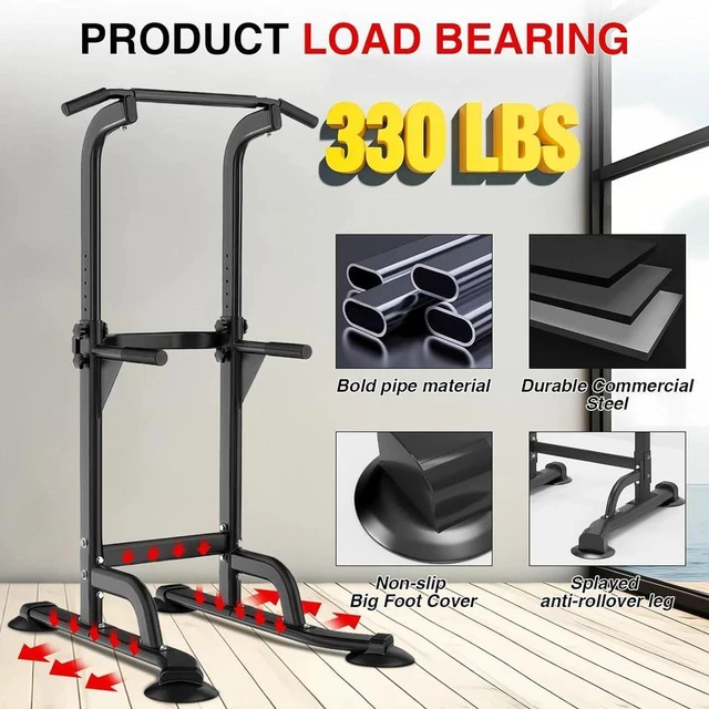 Alt view image 6 of 7 - Power Tower Dip Station Pull Up Bar for Home Gym, 330LBS Capacity Strength Train