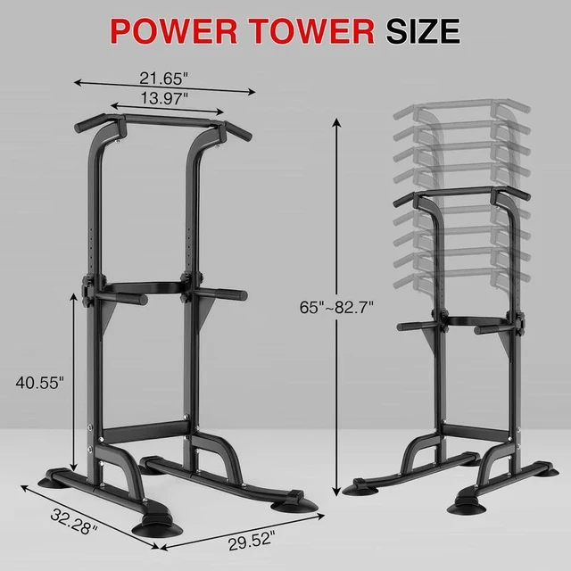 Alt view image 3 of 7 - Power Tower Dip Station Pull Up Bar for Home Gym, 330LBS Capacity Strength Train