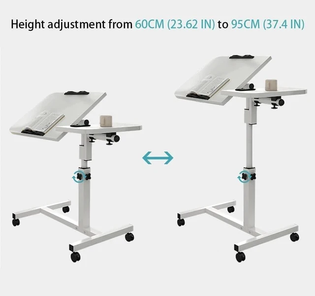 Alt view image 5 of 6 - Movable Tilt Overbed Bedside Computer Table with Wheel Adjustable Height Rolling