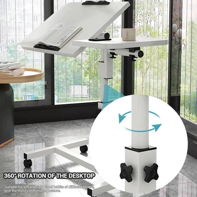 Alt view image 2 of 6 - Movable Tilt Overbed Bedside Computer Table with Wheel Adjustable Height Rolling