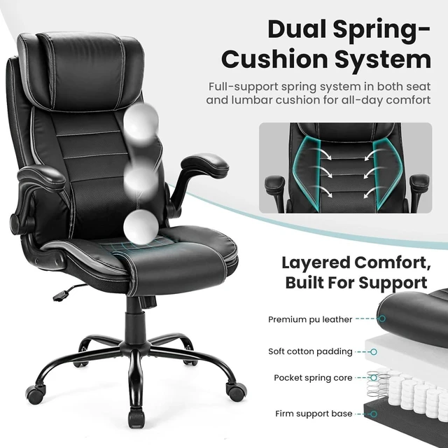 Alt view image 2 of 6 - Executive Office Chair 400lbs Ergonomic Computer Desk Chair Adjustable Headrest