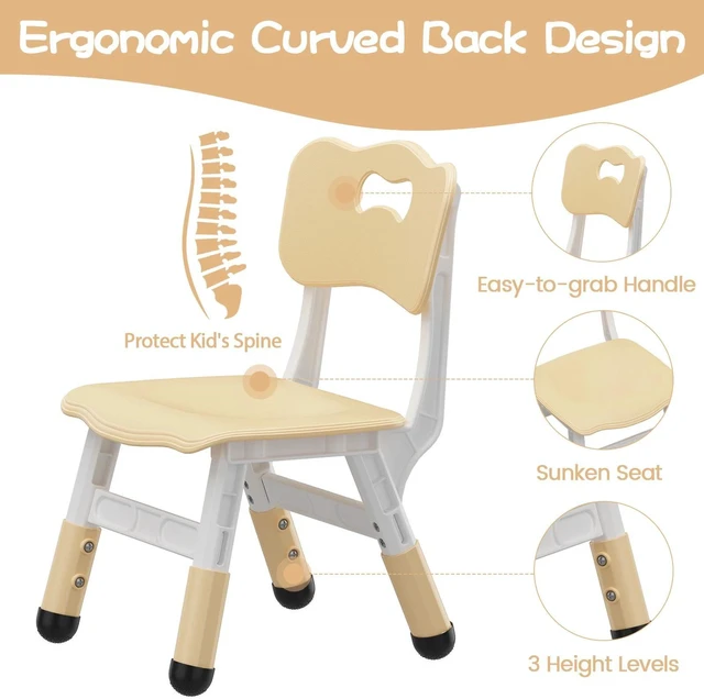 Alt view image 2 of 6 - 2-Pack Kids Chairs Adjustable Height Toddler Chairs for Age 2-8, Non-Slip Pads