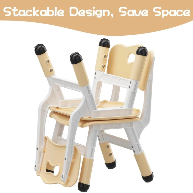 Alt view image 4 of 6 - 2-Pack Kids Chairs Adjustable Height Toddler Chairs for Age 2-8, Non-Slip Pads