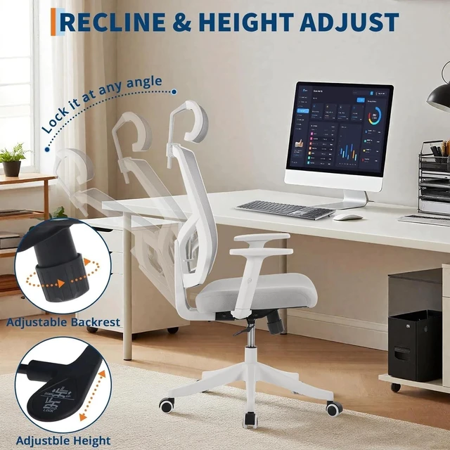Alt view image 2 of 7 - Ergonomic Executive Chair with Lumbar Support Mesh Home Office Chair Desk Chair