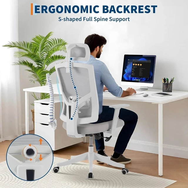 Alt view image 4 of 7 - Ergonomic Executive Chair with Lumbar Support Mesh Home Office Chair Desk Chair