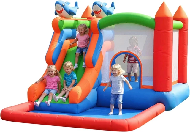 Main image of 5 in 1 Bounce House w/ Slide Climb Wall Basketball Hoop Inflatable Bouncy Castle