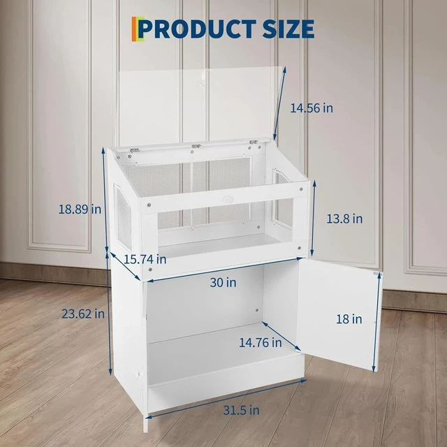 Alt view image 7 of 7 - Wood Hamster Cage Small Animal Cages with Storage Cabinet, Visual and Ventilated