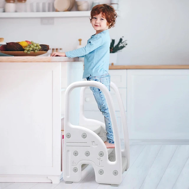 Alt view image 7 of 7 - Kids Step Stool With Handles, Adjustable Toddler 3-Step Stool With Non-Slip New