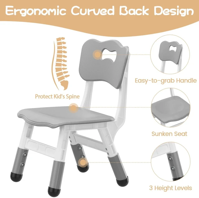 Alt view image 2 of 7 - 2-Pack Kids Activity Chairs for Play Study Desk Playroom with Adjustable Height