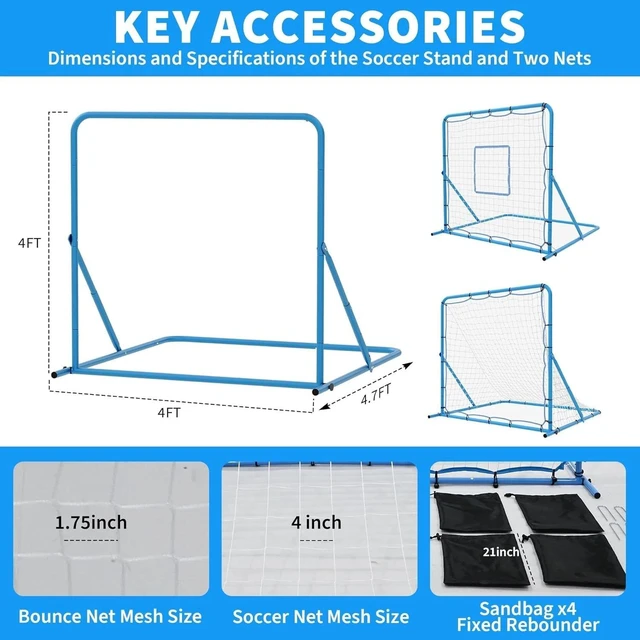 Alt view image 6 of 6 - Portable Soccer Goal Backyard Soccer Net and Frame Foldable Training Equipment