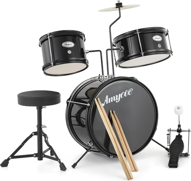 Main image of 3pcs Kids Drum Set with Cymbal 2 Drumsticks Pedal 2 Tom Beginner Junior Drum Kit