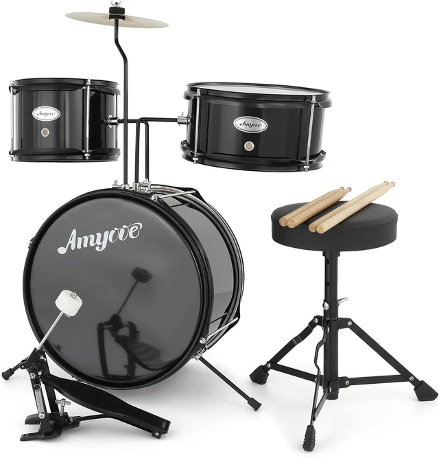 Alt view image 7 of 7 - 3pcs Kids Drum Set with Cymbal 2 Drumsticks Pedal 2 Tom Beginner Junior Drum Kit