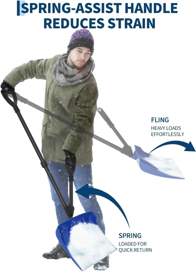 Alt view image 3 of 7 - 17.7'' Snow Shovel for Car Driveway with D-Grip Assist Handle and Durable Edge