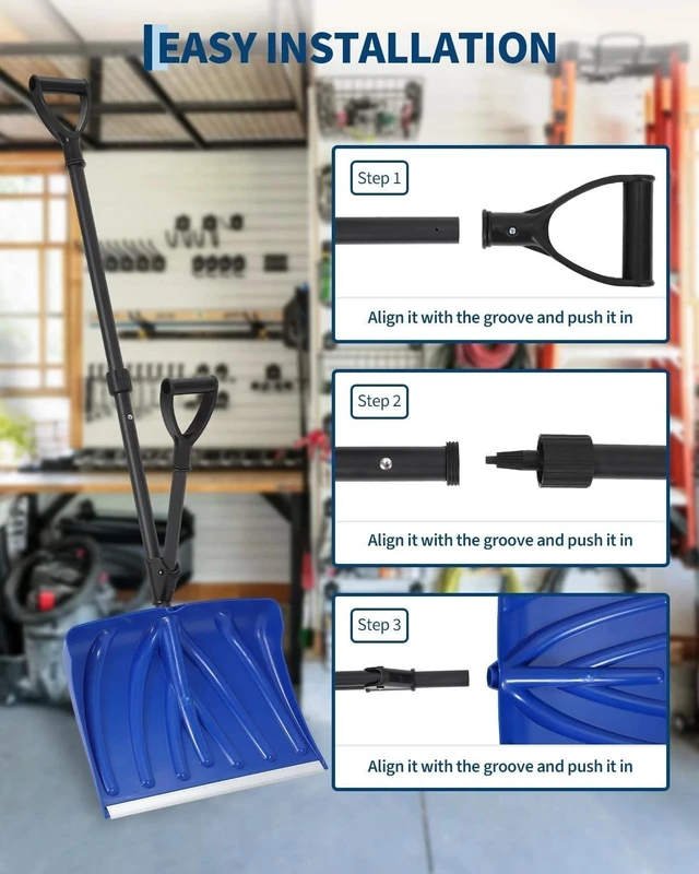 Alt view image 5 of 7 - 17.7'' Snow Shovel for Car Driveway with D-Grip Assist Handle and Durable Edge