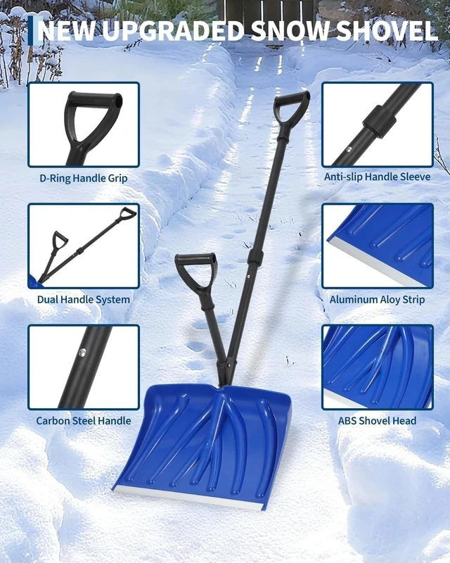Alt view image 6 of 7 - 17.7'' Snow Shovel for Car Driveway with D-Grip Assist Handle and Durable Edge