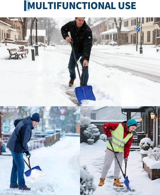 Alt view image 4 of 7 - 17.7'' Snow Shovel for Car Driveway with D-Grip Assist Handle and Durable Edge