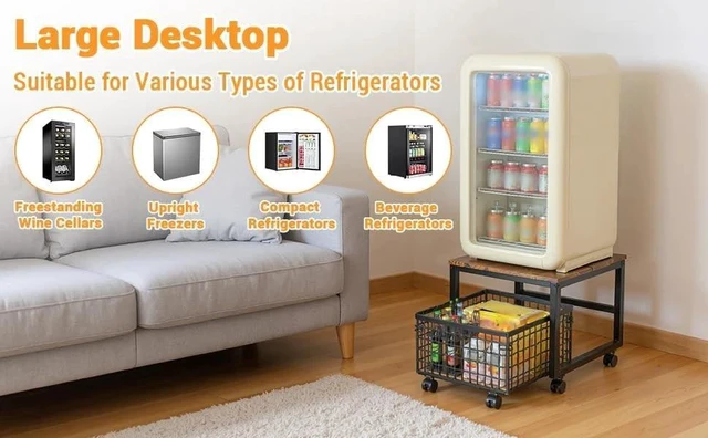 Alt view image 3 of 7 - Mobile Mini Fridge Stand with Rolling Drawer Basket Drink Refrigerator Cabinet