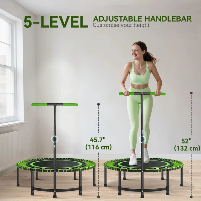 Alt view image 2 of 7 - 45" Rebounder Trampoline, Mini Fitness Trampoline Bungee Rebounder