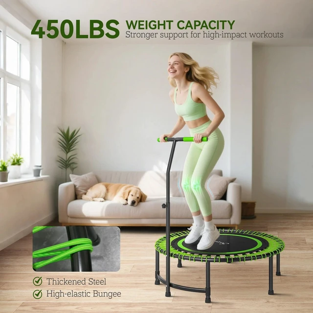 Alt view image 4 of 7 - 45" Rebounder Trampoline, Mini Fitness Trampoline Bungee Rebounder